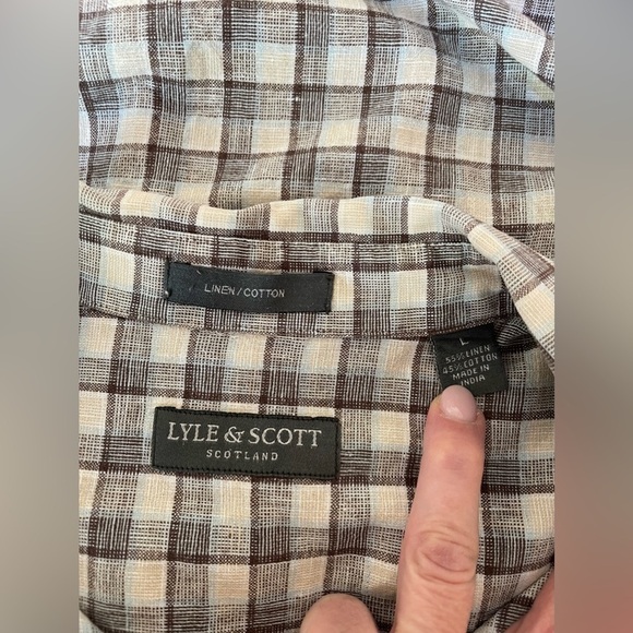 Lyle & Scot Scotland Men’s Linen/Cotton Blend Short Sleeve Shirt Size Large - Picture 5 of 6